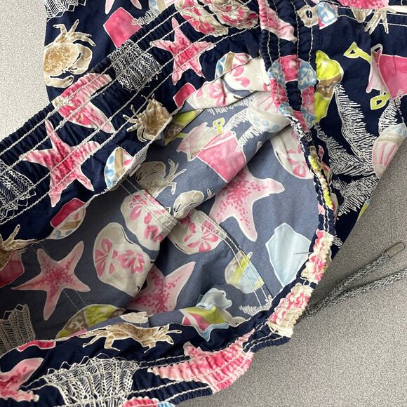 Vilebrequin Starfish Swim Trunks Mens Blue Multi Beach Crabs 7" (Liner Removed) - Picture 9 of 9